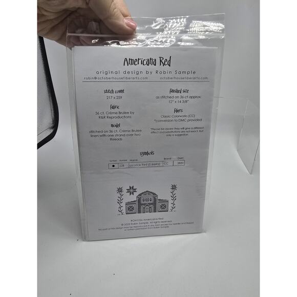 Americana Red~October House Fiber Arts Cross Stitch Sampler - Picture 2 of 2